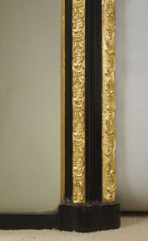 VICTORIAN EBONISED AND PARCELGILT ARCH TOP OVERMANTLE MIRROR - ADDITIONAL PHOTO 5