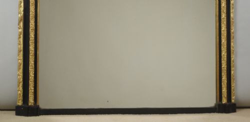 VICTORIAN EBONISED AND PARCELGILT ARCH TOP OVERMANTLE MIRROR - ADDITIONAL PHOTO 6