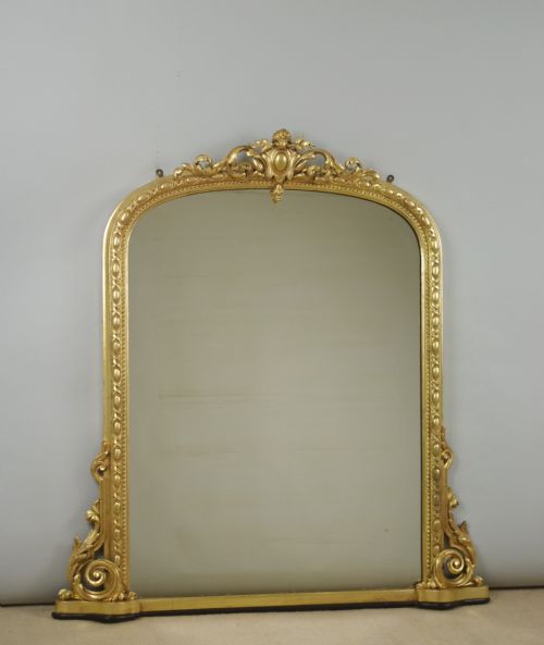 victorian gilt arch top overmantle mirror - CATEGORY: ANTIQUE MIRRORS - DATED 1870
