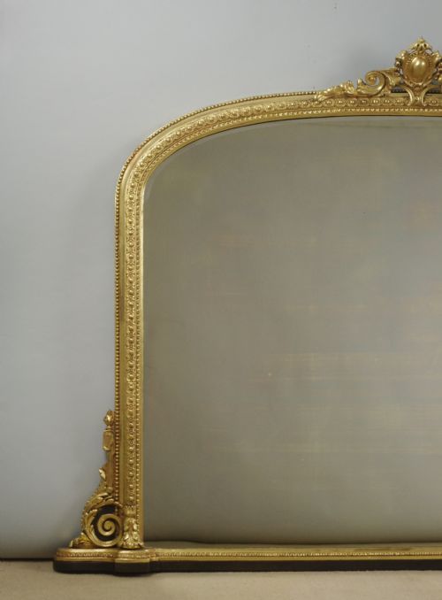 VICTORIAN GILT LARGE ARCH TOP OVERMANTLE MIRROR - ADDITIONAL PHOTO 1