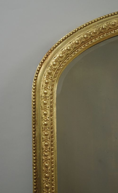 VICTORIAN GILT LARGE ARCH TOP OVERMANTLE MIRROR - ADDITIONAL PHOTO 3