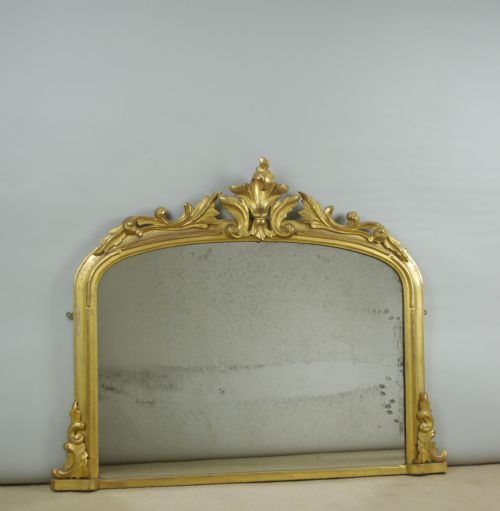 victorian gilt wood arch top overmantle mirror - CATEGORY: ANTIQUE MIRRORS - DATED 1870