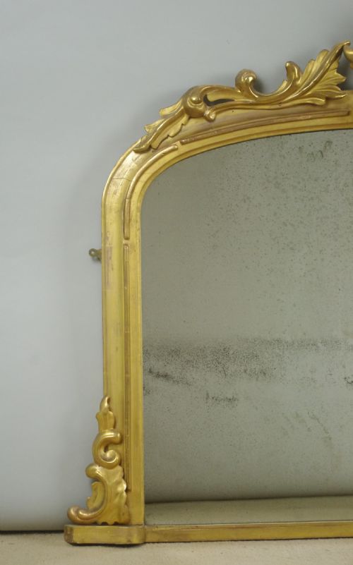 VICTORIAN GILT WOOD ARCH TOP OVERMANTLE MIRROR - ADDITIONAL PHOTO 1