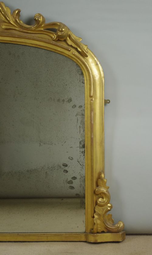 VICTORIAN GILT WOOD ARCH TOP OVERMANTLE MIRROR - ADDITIONAL PHOTO 2