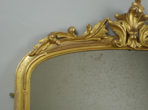 VICTORIAN GILT WOOD ARCH TOP OVERMANTLE MIRROR - ADDITIONAL PHOTO 4