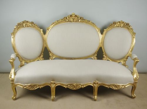 19TH CENTURY FRENCH GILT WOOD LOUIS XV STYLE SOFA - ADDITIONAL PHOTO 2