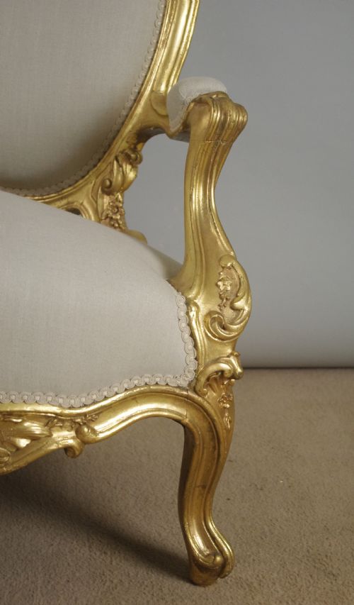 19TH CENTURY FRENCH GILT WOOD LOUIS XV STYLE SOFA - ADDITIONAL PHOTO 13