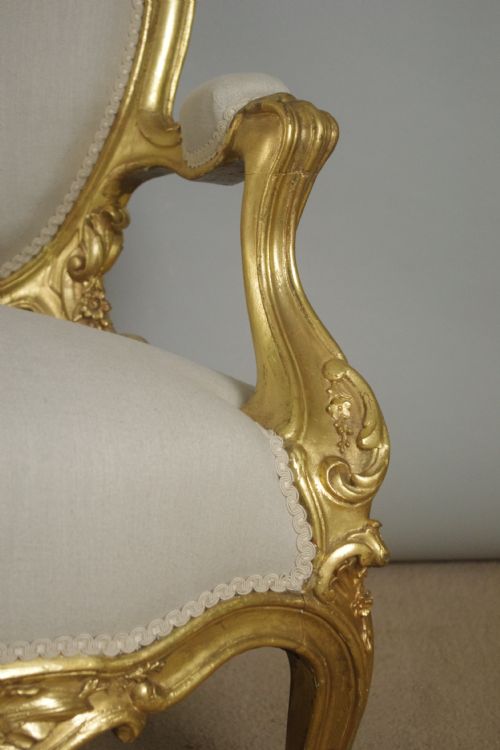 19TH CENTURY FRENCH GILT WOOD LOUIS XV STYLE SOFA - ADDITIONAL PHOTO 14
