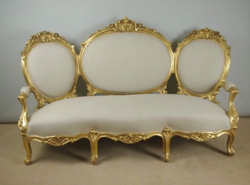 19TH CENTURY FRENCH GILT WOOD LOUIS XV STYLE SOFA - ADDITIONAL PHOTO 15