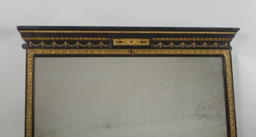 VICTORIAN EBONISED AND PARCELGILT ADAM STYLE OVERMANTLE MIRROR - ADDITIONAL PHOTO 2