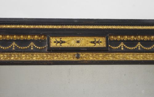 VICTORIAN EBONISED AND PARCELGILT ADAM STYLE OVERMANTLE MIRROR - ADDITIONAL PHOTO 3