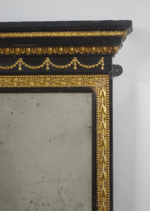 VICTORIAN EBONISED AND PARCELGILT ADAM STYLE OVERMANTLE MIRROR - ADDITIONAL PHOTO 5