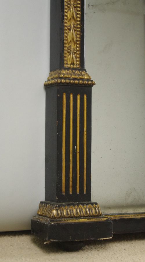 VICTORIAN EBONISED AND PARCELGILT ADAM STYLE OVERMANTLE MIRROR - ADDITIONAL PHOTO 6