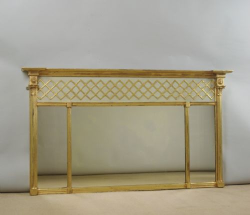 victorian gilt triple plate overmantle mirror - CATEGORY: ANTIQUE MIRRORS - DATED 1880