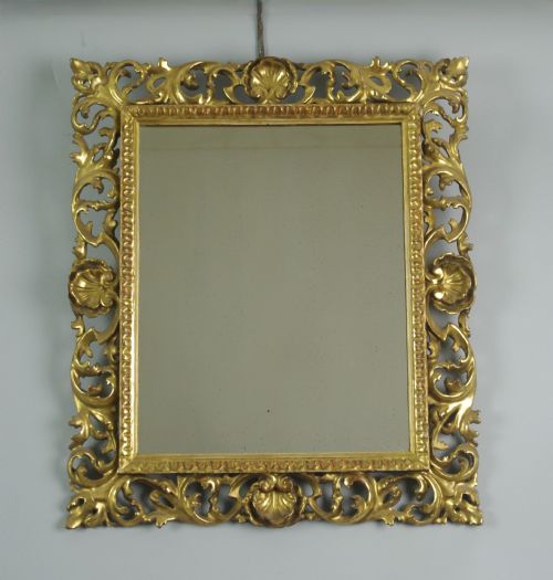 19th century florentine gilt wood wall mirror - CATEGORY: ANTIQUE MIRRORS - DATED 19TH CENTURY