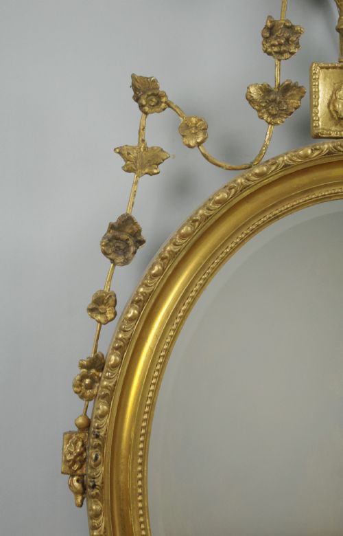 VICTORIAN GILT OVAL WALL MIRROR - ADDITIONAL PHOTO 2