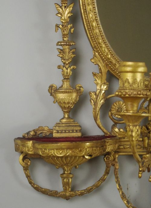 PAIR OF VICTORIAN GILT ADAM STYLE GIRANDOLE WALL MIRRORS WITH CANDLE SCONCES - ADDITIONAL PHOTO 10