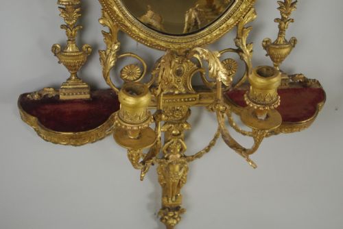 PAIR OF VICTORIAN GILT ADAM STYLE GIRANDOLE WALL MIRRORS WITH CANDLE SCONCES - ADDITIONAL PHOTO 14