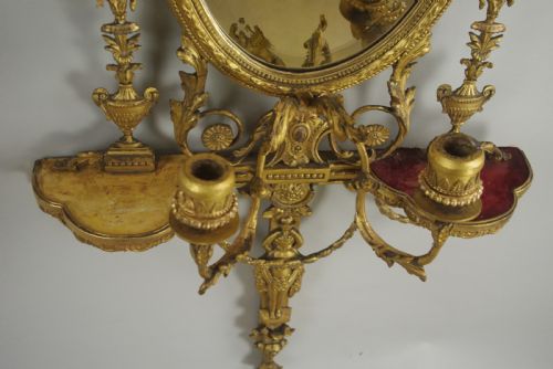 PAIR OF VICTORIAN GILT ADAM STYLE GIRANDOLE WALL MIRRORS WITH CANDLE SCONCES - ADDITIONAL PHOTO 15