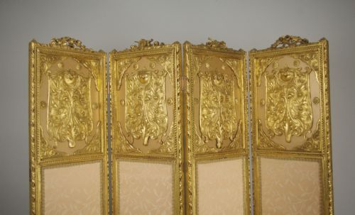 19TH CENTURY GILT FOUR FOLD SCREEN - ADDITIONAL PHOTO 1