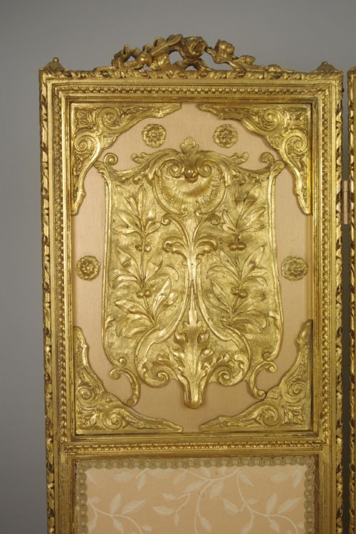 19TH CENTURY GILT FOUR FOLD SCREEN - ADDITIONAL PHOTO 2