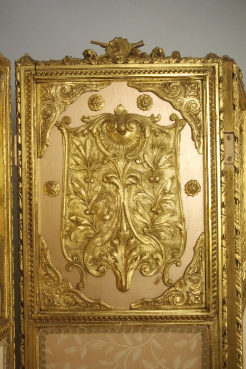 19TH CENTURY GILT FOUR FOLD SCREEN - ADDITIONAL PHOTO 3