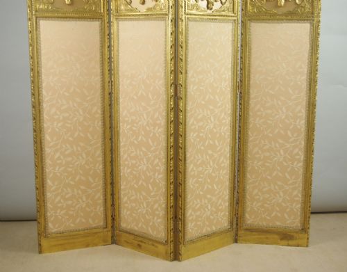 19TH CENTURY GILT FOUR FOLD SCREEN - ADDITIONAL PHOTO 10