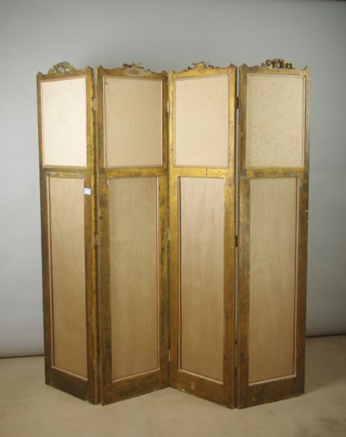 19TH CENTURY GILT FOUR FOLD SCREEN - ADDITIONAL PHOTO 15