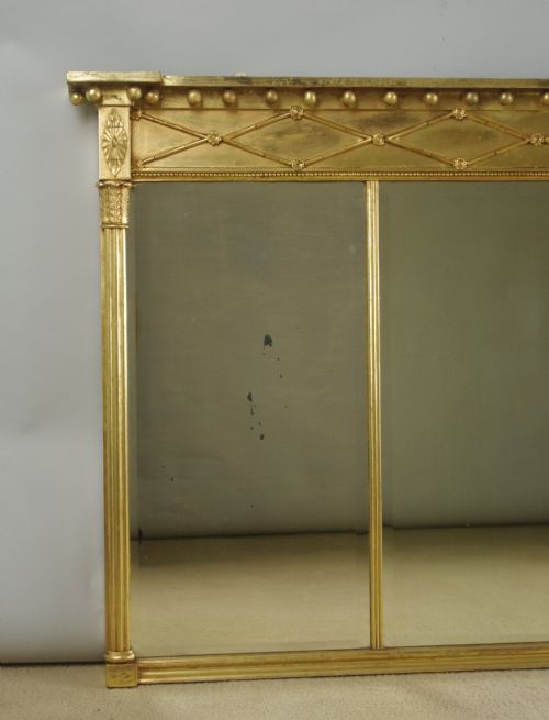 VICTORIAN GILT TRIPLE PLATE OVERMANTLE MIRROR - ADDITIONAL PHOTO 1