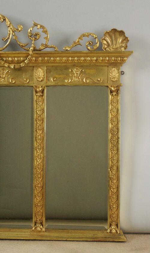 VICTORIAN GILT ADAM STYLE TRIPLE PLATE OVERMANTLE MIRROR - ADDITIONAL PHOTO 2