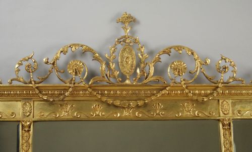 VICTORIAN GILT ADAM STYLE TRIPLE PLATE OVERMANTLE MIRROR - ADDITIONAL PHOTO 3