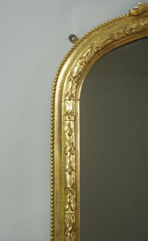 VICTORIAN GILT ARCH TOP OVERMANTLE MIRROR - ADDITIONAL PHOTO 5