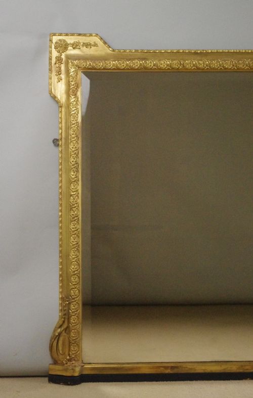 VERY WIDE LARGE VICTORIAN GILT OVERMANTLE MIRROR - ADDITIONAL PHOTO 1