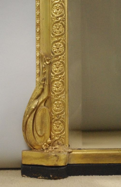 VERY WIDE LARGE VICTORIAN GILT OVERMANTLE MIRROR - ADDITIONAL PHOTO 4