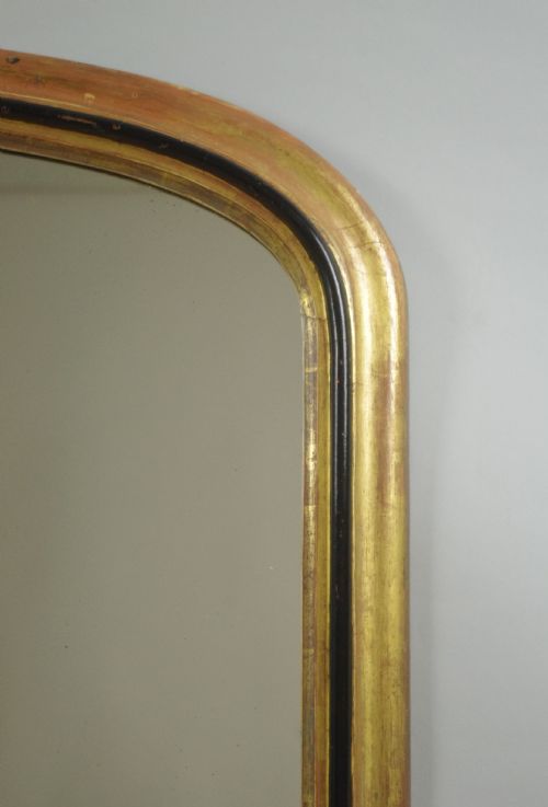 VICTORIAN GILT AND EBONISED ARCH TOP OVERMANTLE MIRROR - ADDITIONAL PHOTO 3