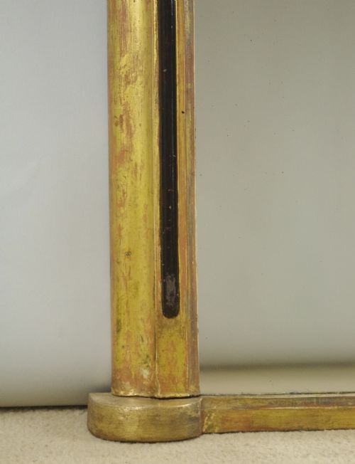VICTORIAN GILT AND EBONISED ARCH TOP OVERMANTLE MIRROR - ADDITIONAL PHOTO 4