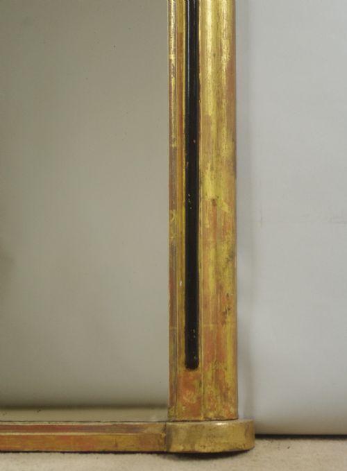 VICTORIAN GILT AND EBONISED ARCH TOP OVERMANTLE MIRROR - ADDITIONAL PHOTO 5