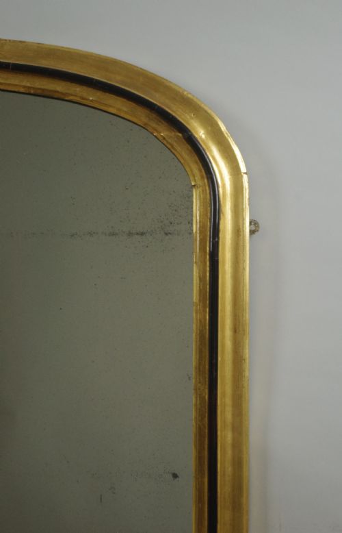 VICTORIAN GILT AND EBONISED ARCH TOP OVERMANTLE MIRROR - ADDITIONAL PHOTO 3