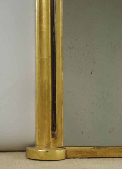 VICTORIAN GILT AND EBONISED ARCH TOP OVERMANTLE MIRROR - ADDITIONAL PHOTO 4