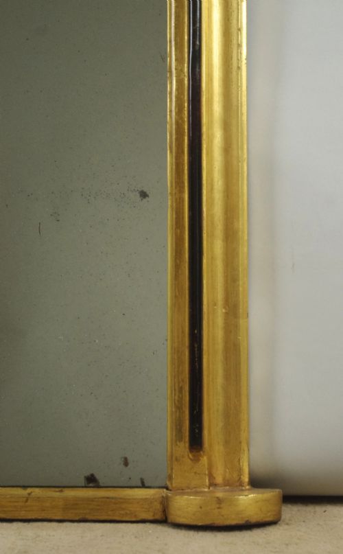 VICTORIAN GILT AND EBONISED ARCH TOP OVERMANTLE MIRROR - ADDITIONAL PHOTO 5