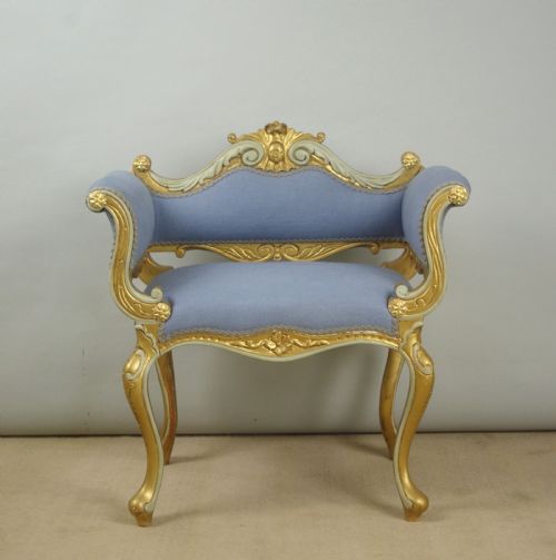 19TH CENTURY FRENCH GILT OCCASIONAL CHAIR WITH SCROLL ARMS - ADDITIONAL PHOTO 1