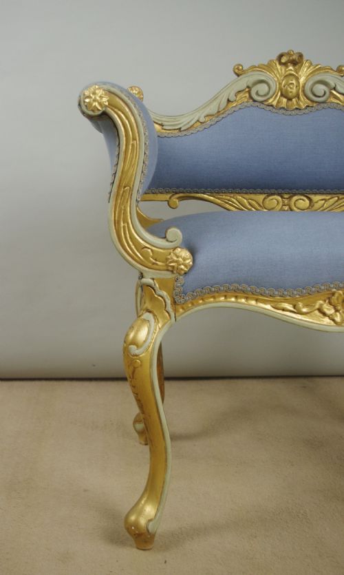 19TH CENTURY FRENCH GILT OCCASIONAL CHAIR WITH SCROLL ARMS - ADDITIONAL PHOTO 3