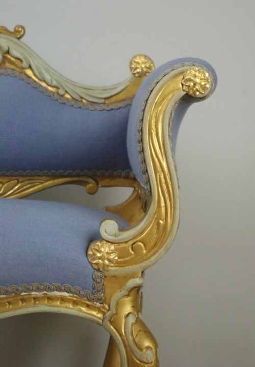 19TH CENTURY FRENCH GILT OCCASIONAL CHAIR WITH SCROLL ARMS - ADDITIONAL PHOTO 5