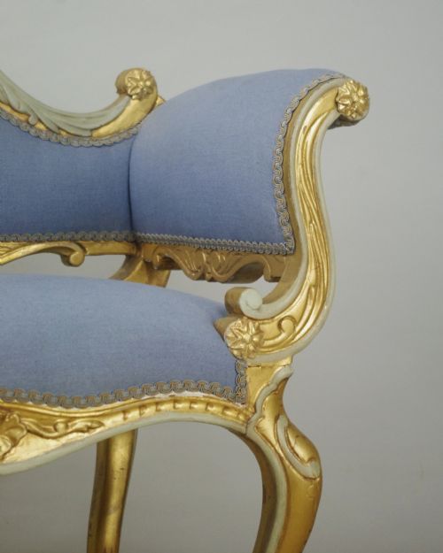 19TH CENTURY FRENCH GILT OCCASIONAL CHAIR WITH SCROLL ARMS - ADDITIONAL PHOTO 7