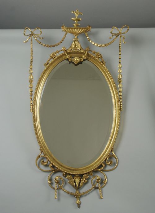 PAIR OF VICTORIAN GILT ADAM STYLE OVAL WALL MIRRORS - ADDITIONAL PHOTO 1