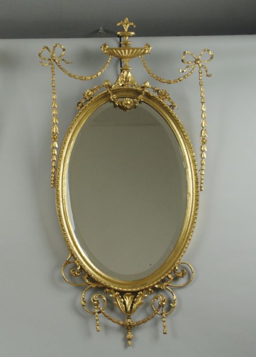 PAIR OF VICTORIAN GILT ADAM STYLE OVAL WALL MIRRORS - ADDITIONAL PHOTO 2