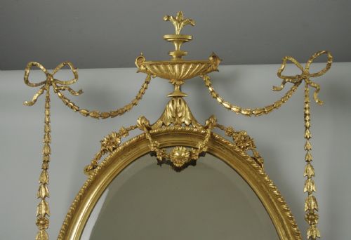 PAIR OF VICTORIAN GILT ADAM STYLE OVAL WALL MIRRORS - ADDITIONAL PHOTO 3