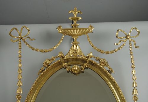 PAIR OF VICTORIAN GILT ADAM STYLE OVAL WALL MIRRORS - ADDITIONAL PHOTO 4
