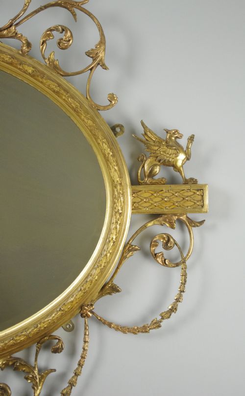 VICTORIAN GILT ADAM STYLE OVAL OVERMANTLE WALL MIRROR - ADDITIONAL PHOTO 3