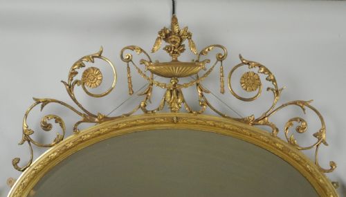 VICTORIAN GILT ADAM STYLE OVAL OVERMANTLE WALL MIRROR - ADDITIONAL PHOTO 4